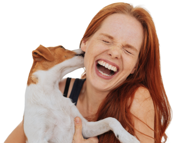 Happy dog and person